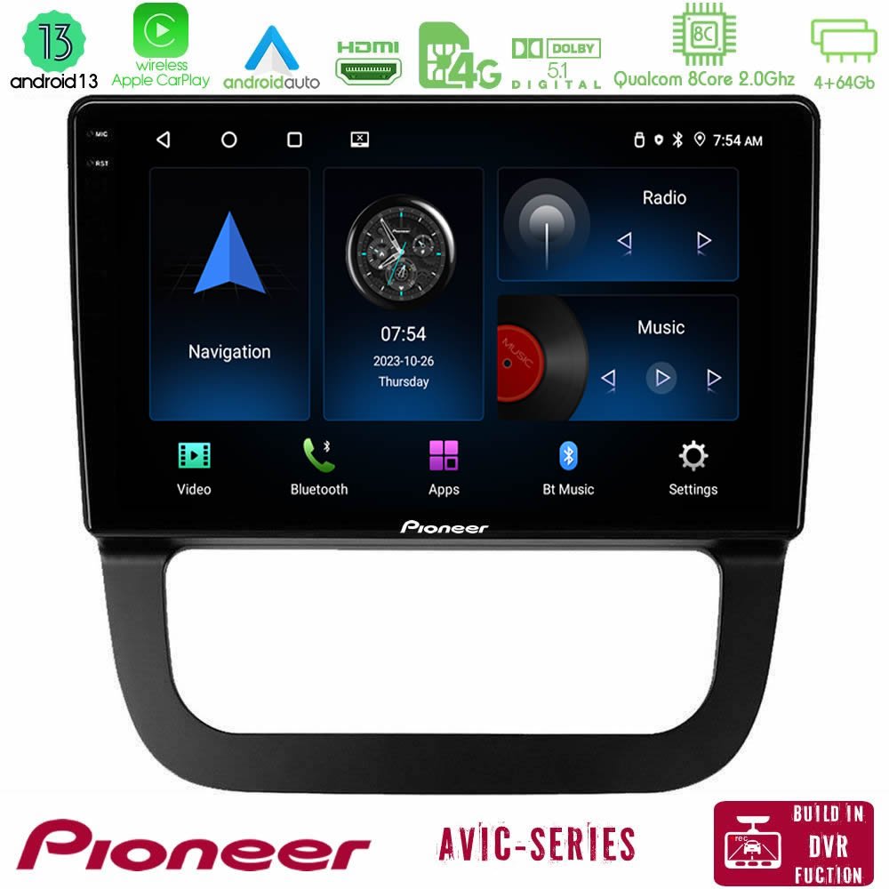 Pioneer AVIC 8Core Android13 4+64GB VW Jetta Navigation Multimedia Tablet 10" - U-P8-VW087T