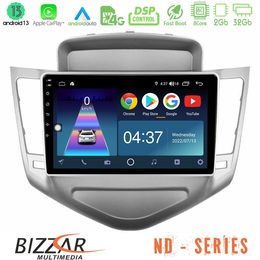 Bizzar ND Series 8Core Android13 2+32GB Chevrolet Cruze 2009-2012 Navigation Multimedia Tablet 9" - U-ND-CV036N