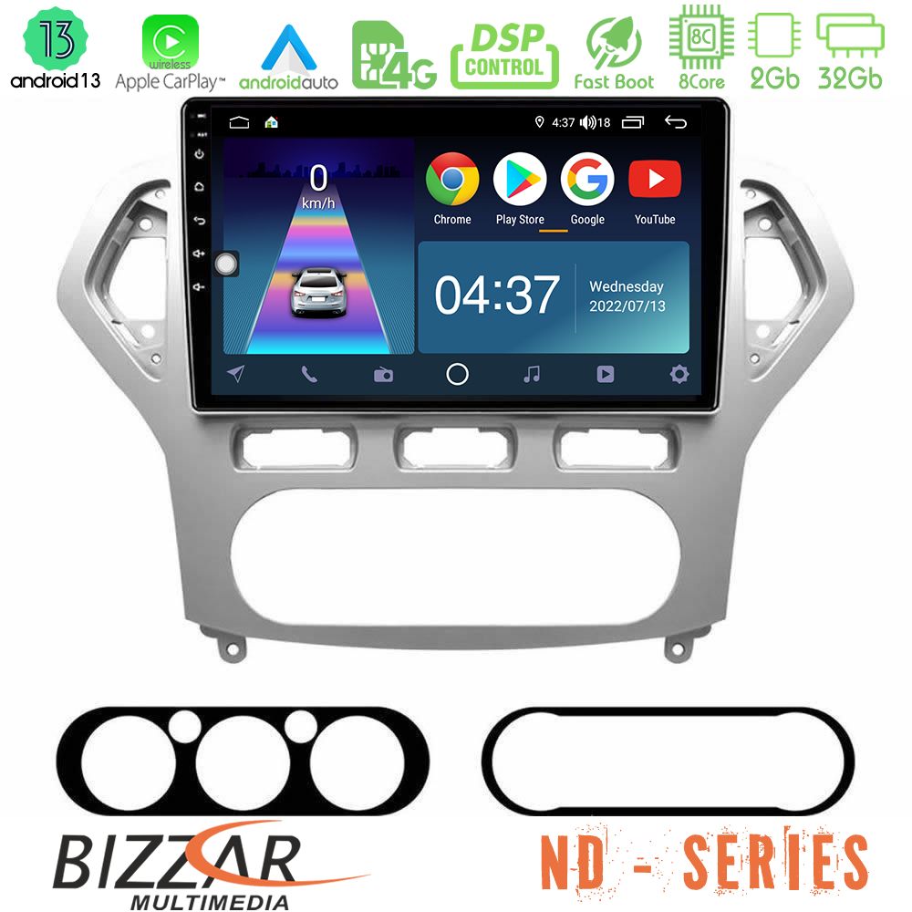 Bizzar ND Series 8Core Android13 2+32GB Ford Mondeo 2007-2010 AUTO A/C Navigation Multimedia Tablet 9" - U-ND-FD0919A