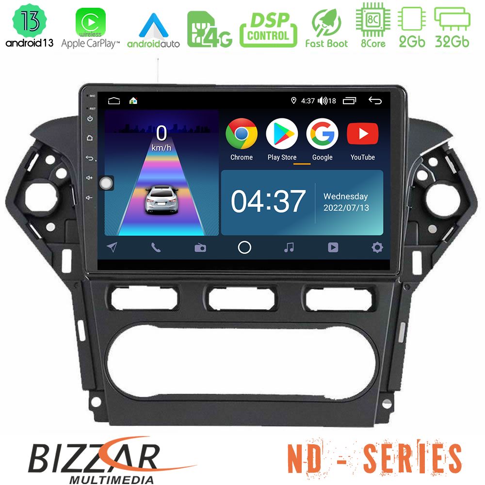 Bizzar ND Series 8Core Android13 2+32GB Ford Mondeo 2011-2014 Navigation Multimedia Tablet 9" - U-ND-FD0920