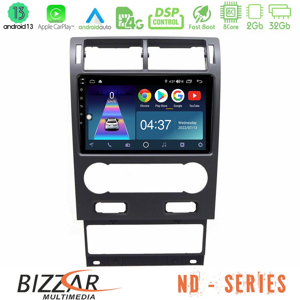 Bizzar ND Series 8Core Android13 2+32GB Ford Mondeo 2004-2007 Navigation Multimedia Tablet 9" - U-ND-FD1064