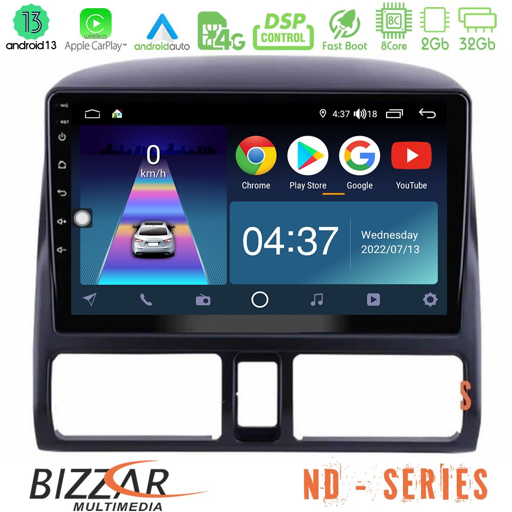 Bizzar ND Series 8Core Android13 2+32GB Honda CRV 2002-2006 Navigation Multimedia Tablet 9" - U-ND-HD0873