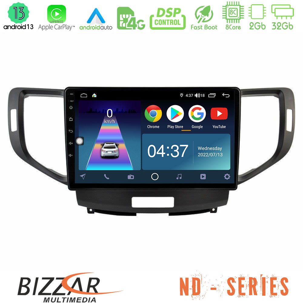 Bizzar ND Series 8Core Android13 2+32GB Honda Accord 2008-2015 Navigation Multimedia Tablet 9" - U-ND-HD1013