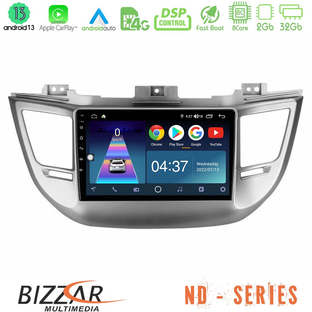 Bizzar ND Series 8Core Android13 2+32GB Hyundai Tucson 2015-2018 Navigation Multimedia Tablet 9" - U-ND-HY0068