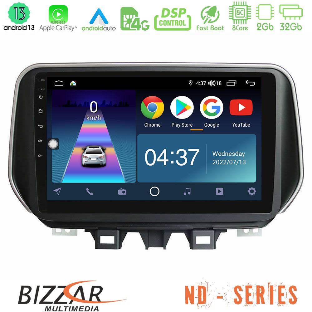 Bizzar ND Series 8Core Android13 2+32GB Hyundai Tucson 2019-> Navigation Multimedia Tablet 9" - U-ND-HY0504