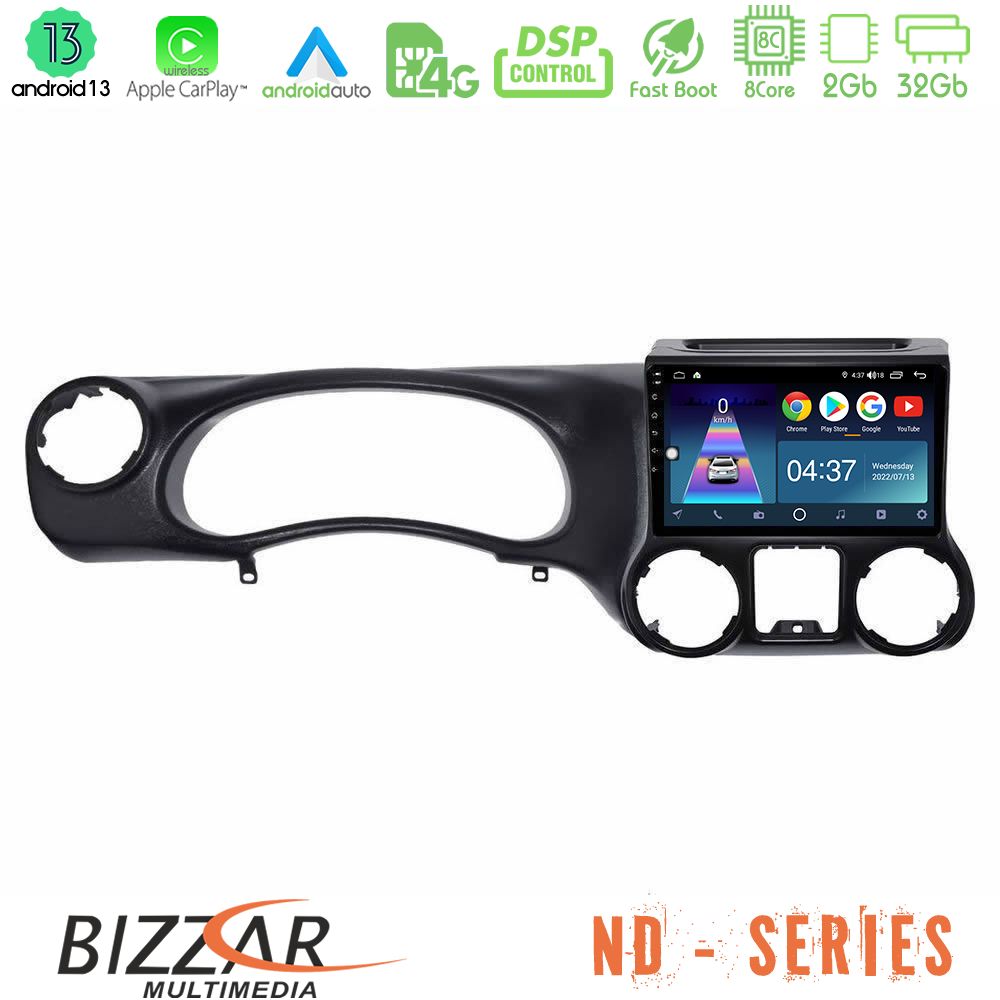 Bizzar ND Series 8Core Android13 2+32GB Jeep Wrangler 2011-2014 Navigation Multimedia Tablet 9" - U-ND-JP0787