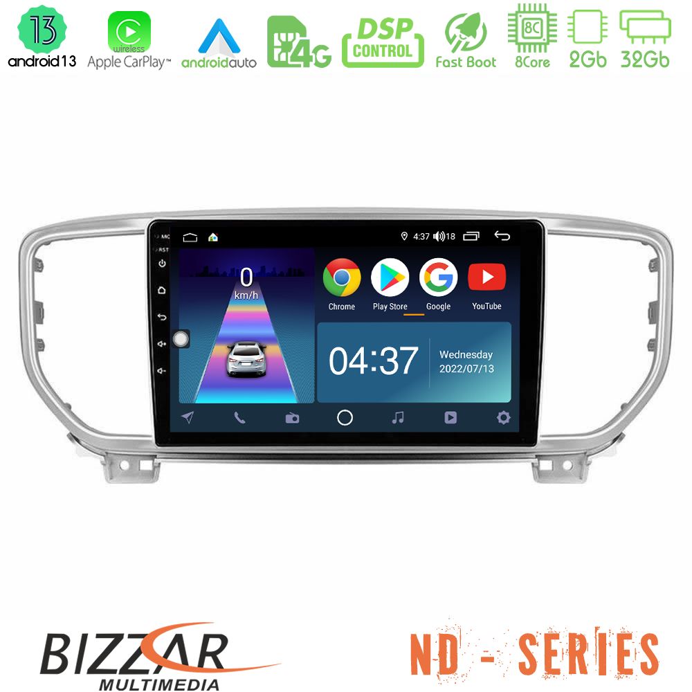Bizzar ND Series 8Core Android13 2+32GB Kia Sportage 2018-2021 Navigation Multimedia Tablet 9" - U-ND-KI0516