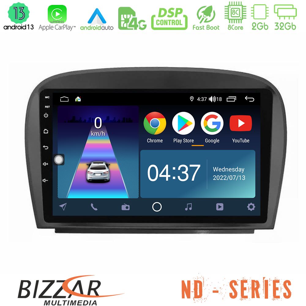 Bizzar ND Series 8Core Android13 2+32GB Mercedes SL Class 2005-2011 Navigation Multimedia Tablet 9" - U-ND-MB0479