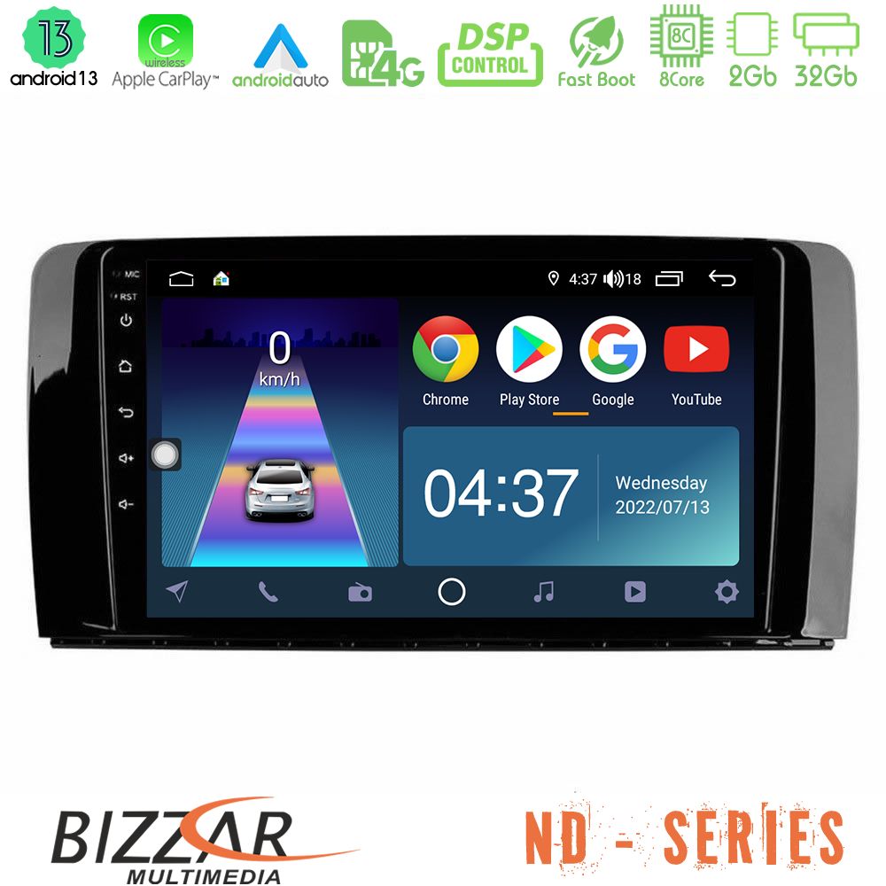 Bizzar ND Series 8Core Android13 2+32GB Mercedes R Class Navigation Multimedia Tablet 9" - U-ND-MB0781