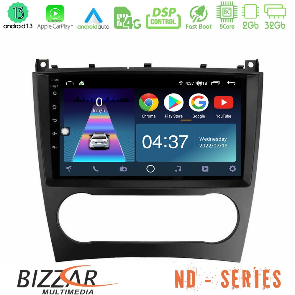 Bizzar ND Series 8Core Android13 2+32GB Mercedes W203 Facelift Navigation Multimedia Tablet 9" - U-ND-MB0926