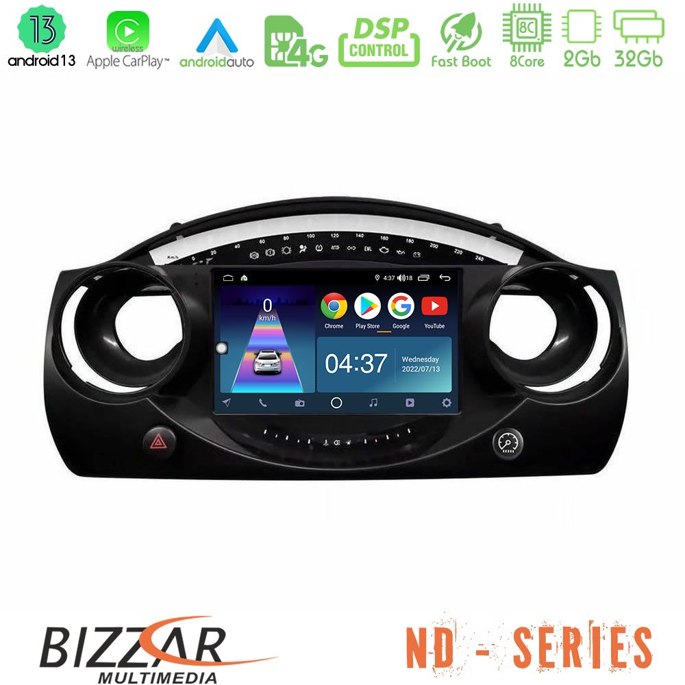 Bizzar ND Series 8Core Android13 2+32GB Mini Cooper R50 Navigation Multimedia Tablet 9" - U-ND-MN1521