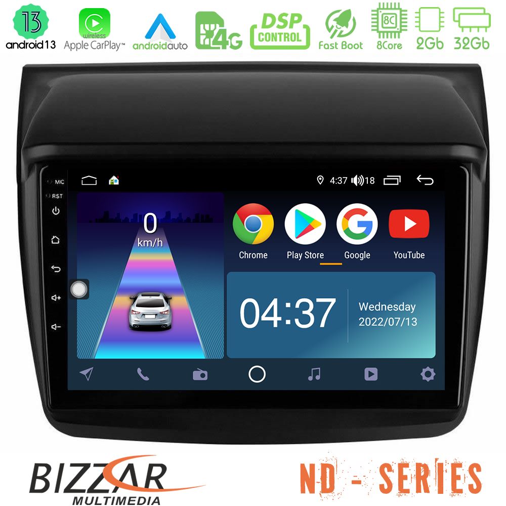 Bizzar ND Series 8Core Android13 2+32GB Mitsubishi L200 Navigation Multimedia Tablet 9" - U-ND-MT0314
