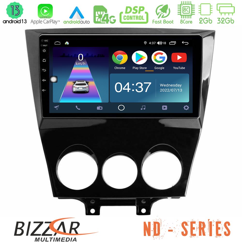 Bizzar ND Series 8Core Android13 2+32GB Mazda RX8 2008-2012 Navigation Multimedia Tablet 9" - U-ND-MZ0452