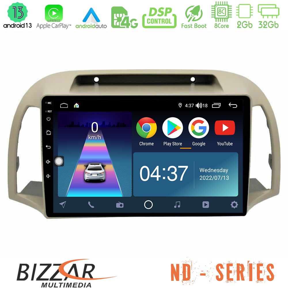 Bizzar ND Series 8Core Android13 2+32GB Nissan Micra K12 2002-2010 Navigation Multimedia Tablet 9" - U-ND-NS0012