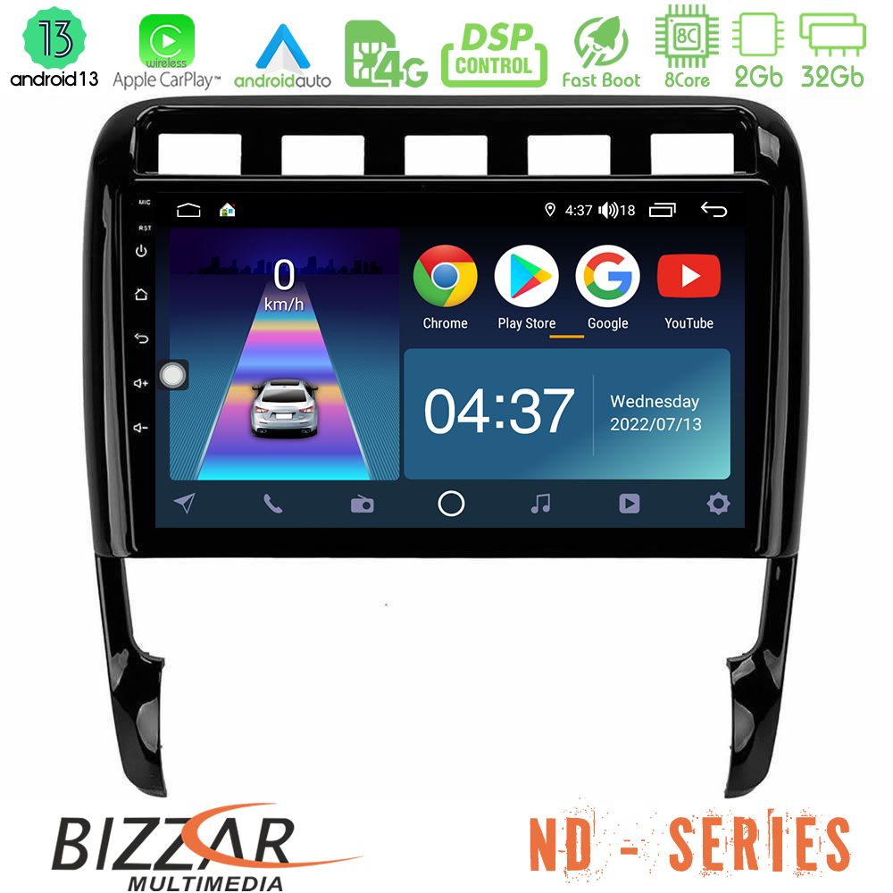 Bizzar ND Series 8Core Android13 2+32GB Porsche Cayenne 2003-2010 Navigation Multimedia Tablet 9" - U-ND-PC0956