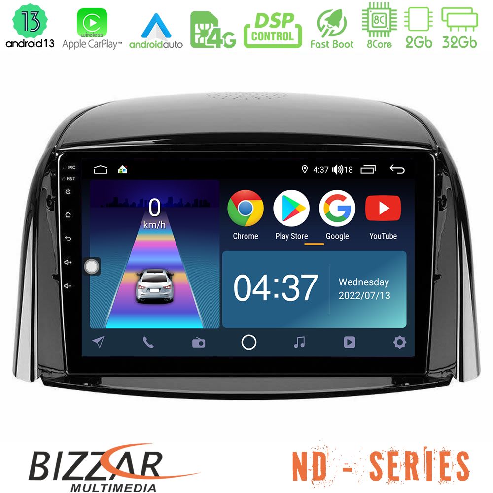 Bizzar ND Series 8Core Android13 2+32GB Renault Koleos 2007-2015 Navigation Multimedia Tablet 9" - U-ND-RN0440
