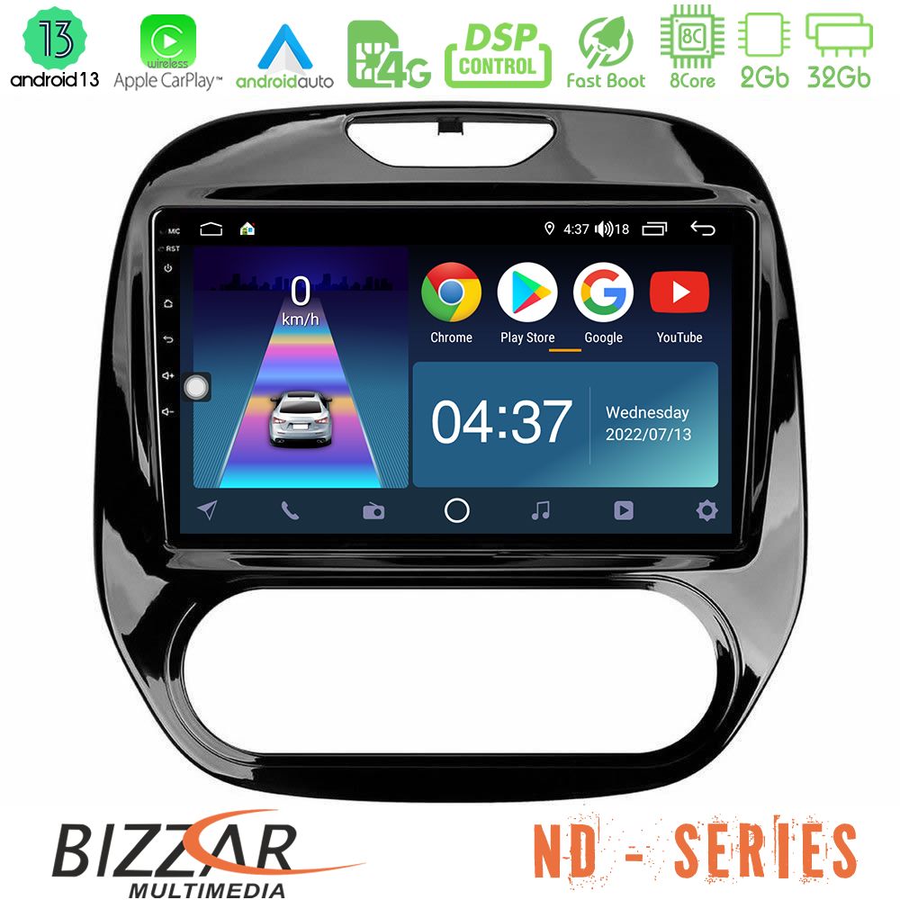 Bizzar ND Series 8Core Android13 2+32GB Renault Captur 2013-2019 (Manual AC) Navigation Multimedia Tablet 9" - U-ND-RN748M