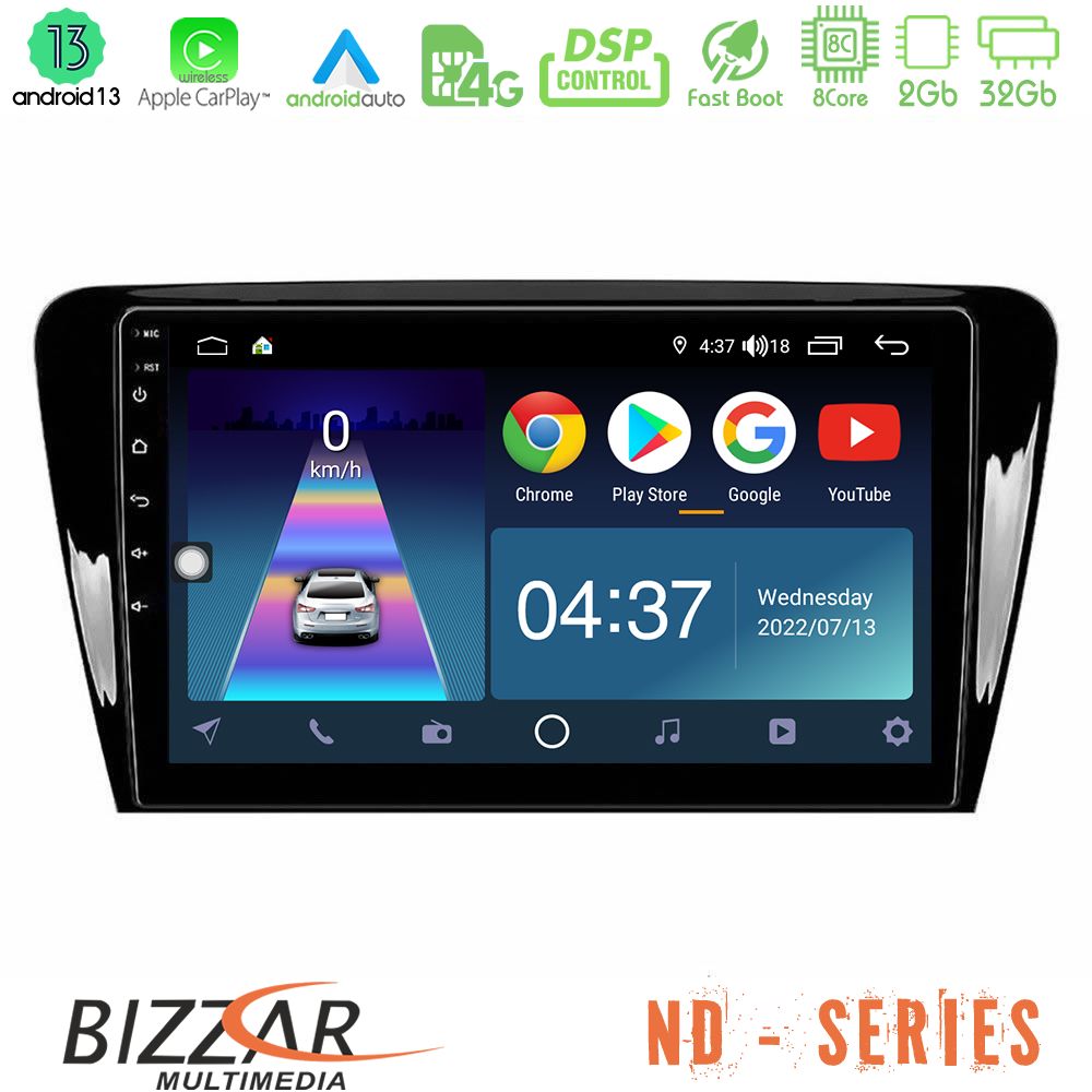 Bizzar ND Series 8Core Android13 2+32GB Skoda Octavia 7 Navigation Multimedia Tablet 10" - U-ND-SK007