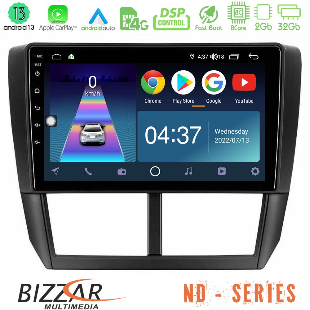 Bizzar ND Series 8Core Android13 2+32GB Subaru Forester Navigation Multimedia Tablet 9" - U-ND-SU0299