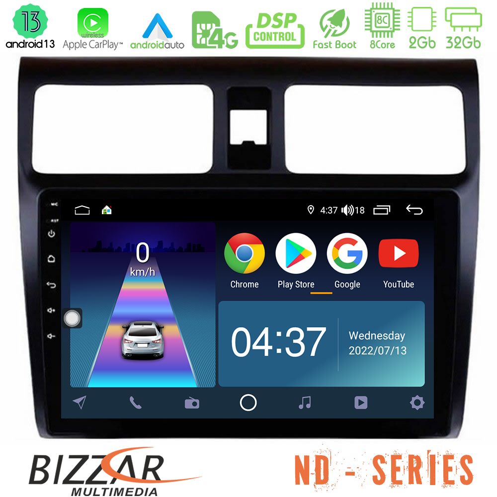 Bizzar ND Series 8Core Android13 2+32GB Suzuki Swift 2005-2010 Navigation Multimedia Tablet 10" - U-ND-SZ0255