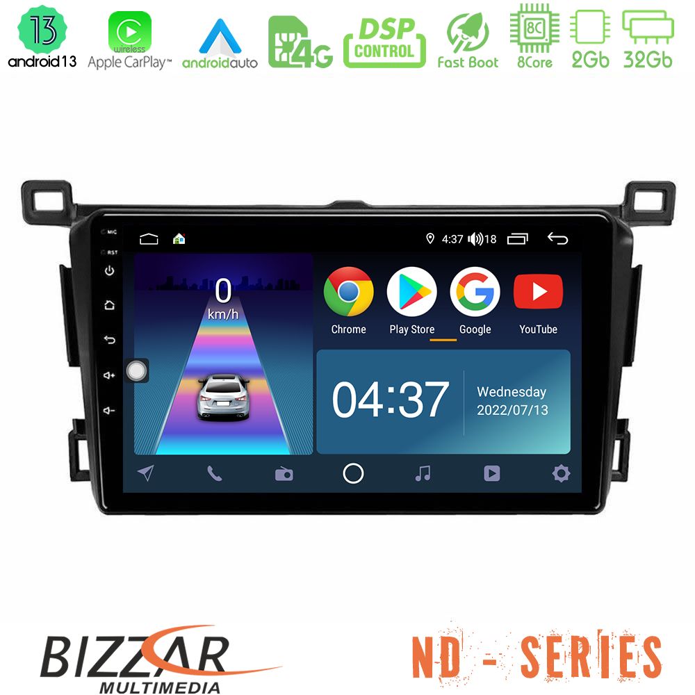 Bizzar ND Series 8Core Android13 2+32GB Toyota RAV4 2013-2018 Navigation Multimedia Tablet 9" - U-ND-TY0435