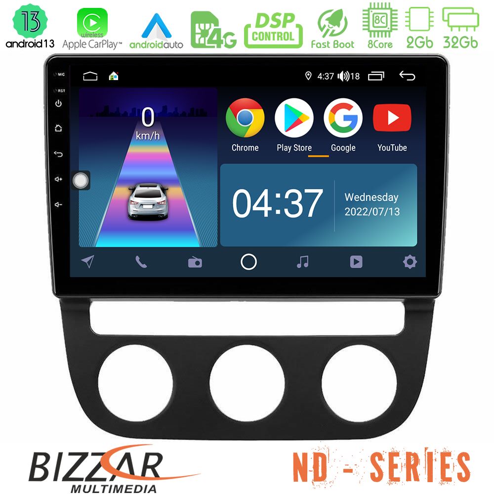 Bizzar ND Series 8Core Android13 2+32GB VW Jetta Navigation Multimedia Tablet 10" - U-ND-VW0394