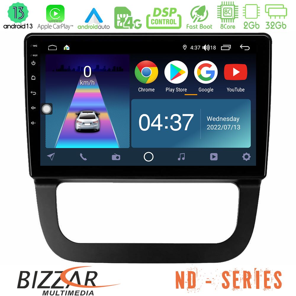 Bizzar ND Series 8Core Android13 2+32GB VW Jetta Navigation Multimedia Tablet 10" - U-ND-VW087T
