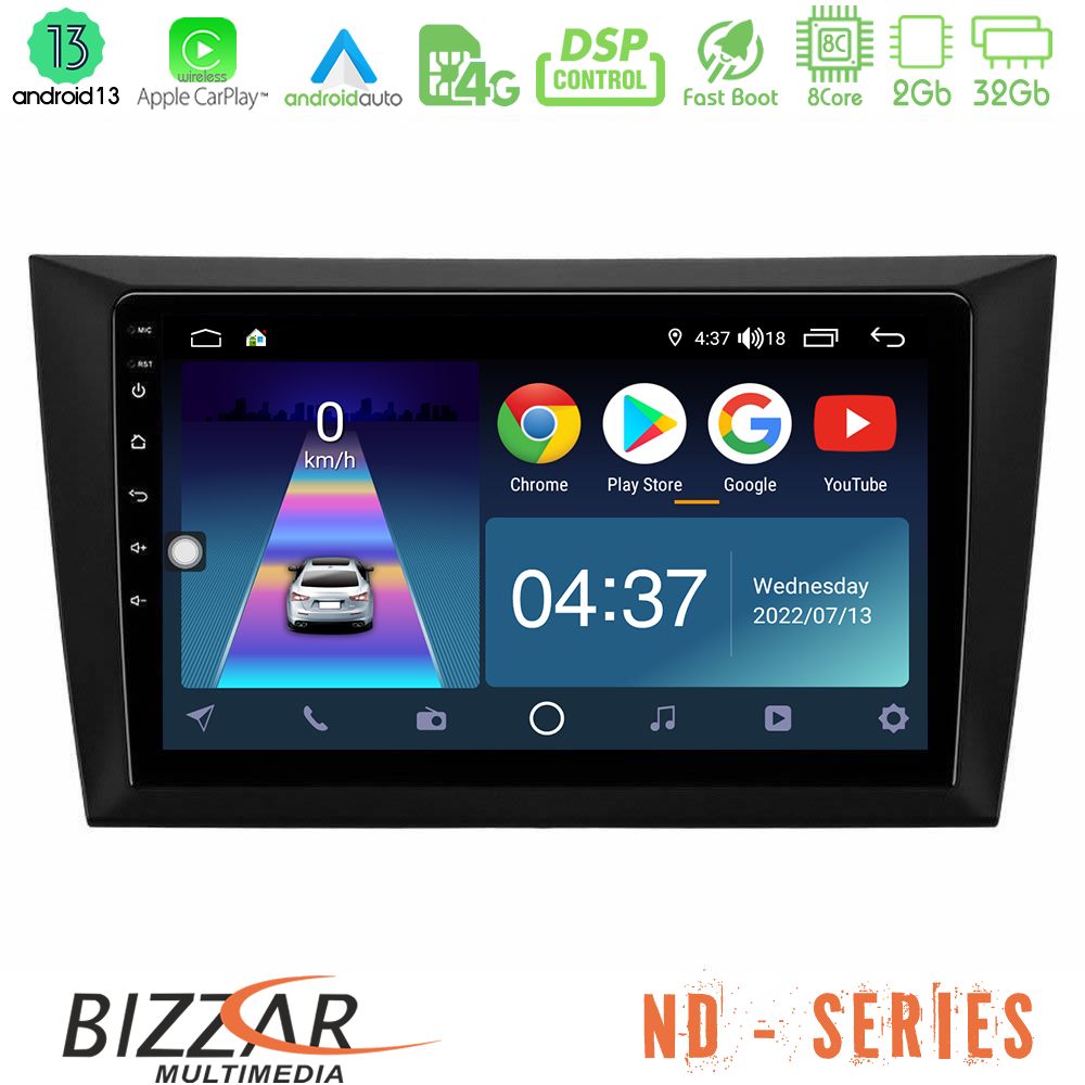 Bizzar ND Series 8Core Android13 2+32GB Vw Golf 6 Navigation Multimedia Tablet 9" - U-ND-VW0999