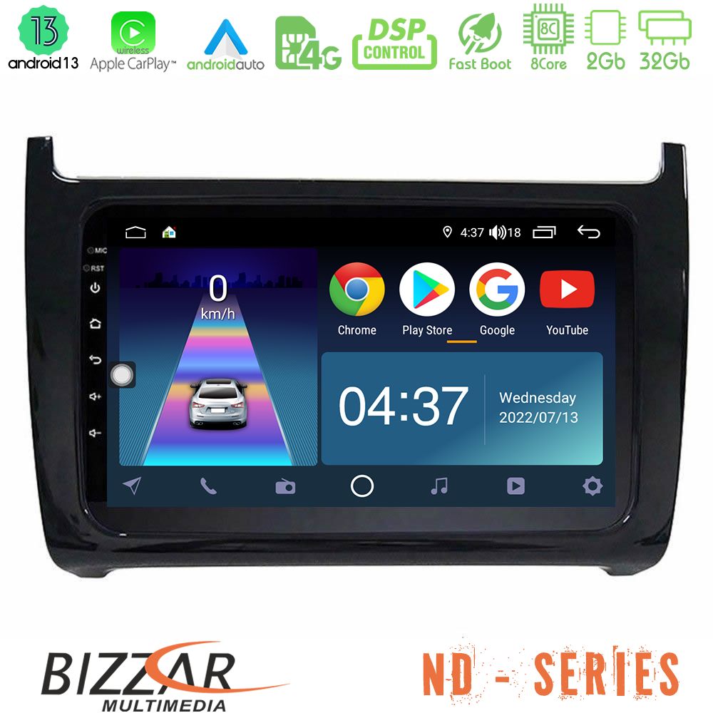 Bizzar ND Series 8Core Android13 2+32GB Vw Polo Navigation Multimedia Tablet 9" - U-ND-VW6901BL
