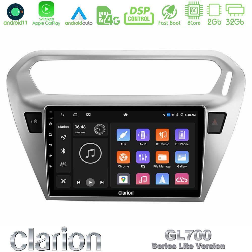 Clarion GL700 Lite Series 8Core Android11 2+32GB Citroen C-Elysee / Peugeot 301 Navigation Multimedia Tablet 9" Με Carplay & Android Auto - U-G72L-CT0070