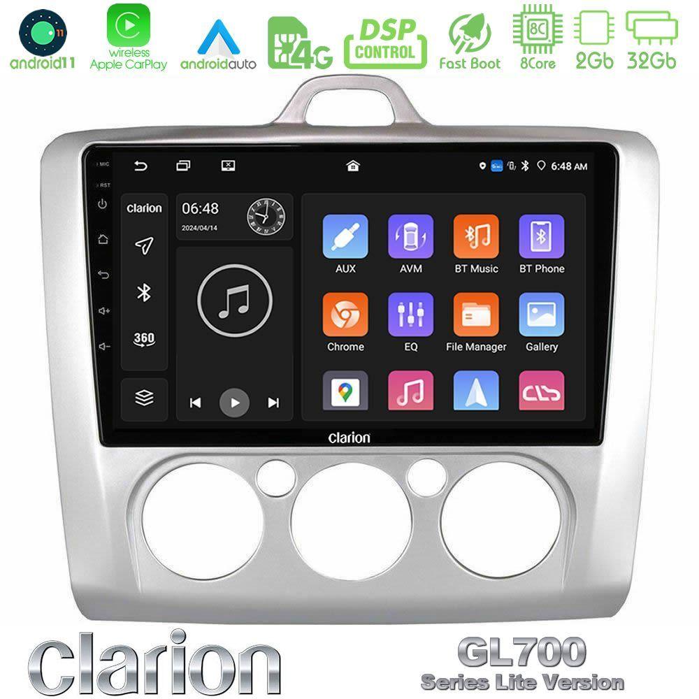Clarion GL700 Lite Series 8Core Android11 2+32GB Ford Focus Manual AC Navigation Multimedia Tablet 9" Με Carplay & Android Auto - U-G72L-FD0041M