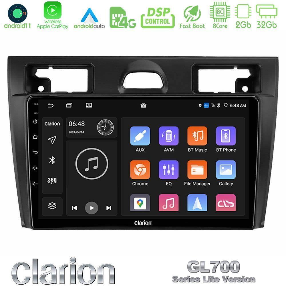 Clarion GL700 Lite Series 8Core Android11 2+32GB Ford Fiesta/Fusion Navigation Multimedia Tablet 9" Με Carplay & Android Auto - U-G72L-FD990