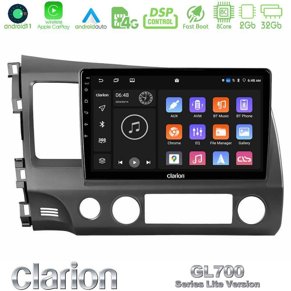 Clarion GL700 Lite Series 8Core Android11 2+32GB Honda Civic 2006-2011 Navigation Multimedia Tablet 10" Με Carplay & Android Auto - U-G72L-HD0242