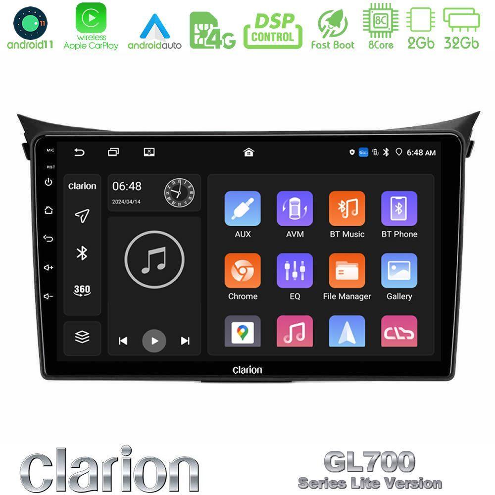 Clarion GL700 Lite Series 8Core Android11 2+32GB Hyundai i30 2012-2017 Navigation Multimedia Tablet 9" Με Carplay & Android Auto - U-G72L-HY0833