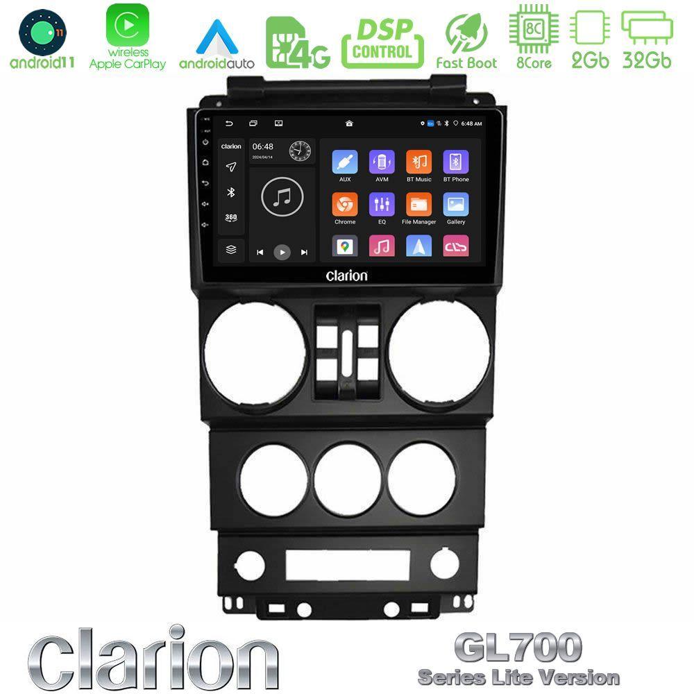 Clarion GL700 Lite Series 8Core Android11 2+32GB Jeep Wrangler 2008-2010 Navigation Multimedia Tablet 9" Με Carplay & Android Auto - U-G72L-JP023N
