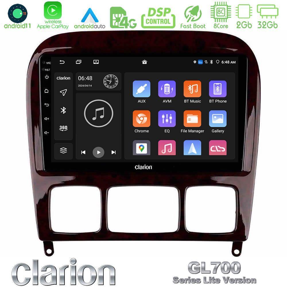 Clarion GL700 Lite Series 8Core Android11 2+32GB Mercedes S Class 1999-2004 (W220) Navigation Multimedia Tablet 9" Με Carplay & Android Auto - U-G72L-MB0765