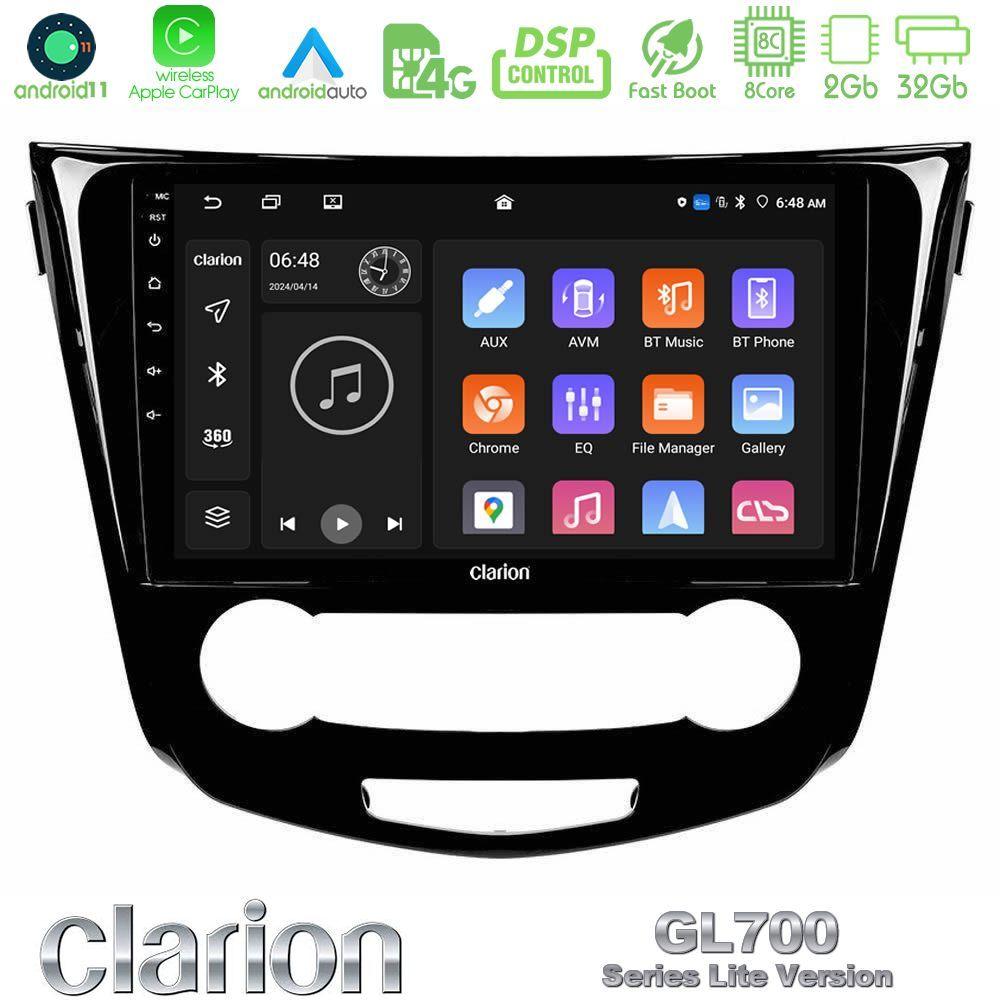 Clarion GL700 Lite Series 8Core Android11 2+32GB Nissan Qashqai J11 (Manual A/C) Navigation Multimedia Tablet 10" Με Carplay & Android Auto - U-G72L-NS0004M