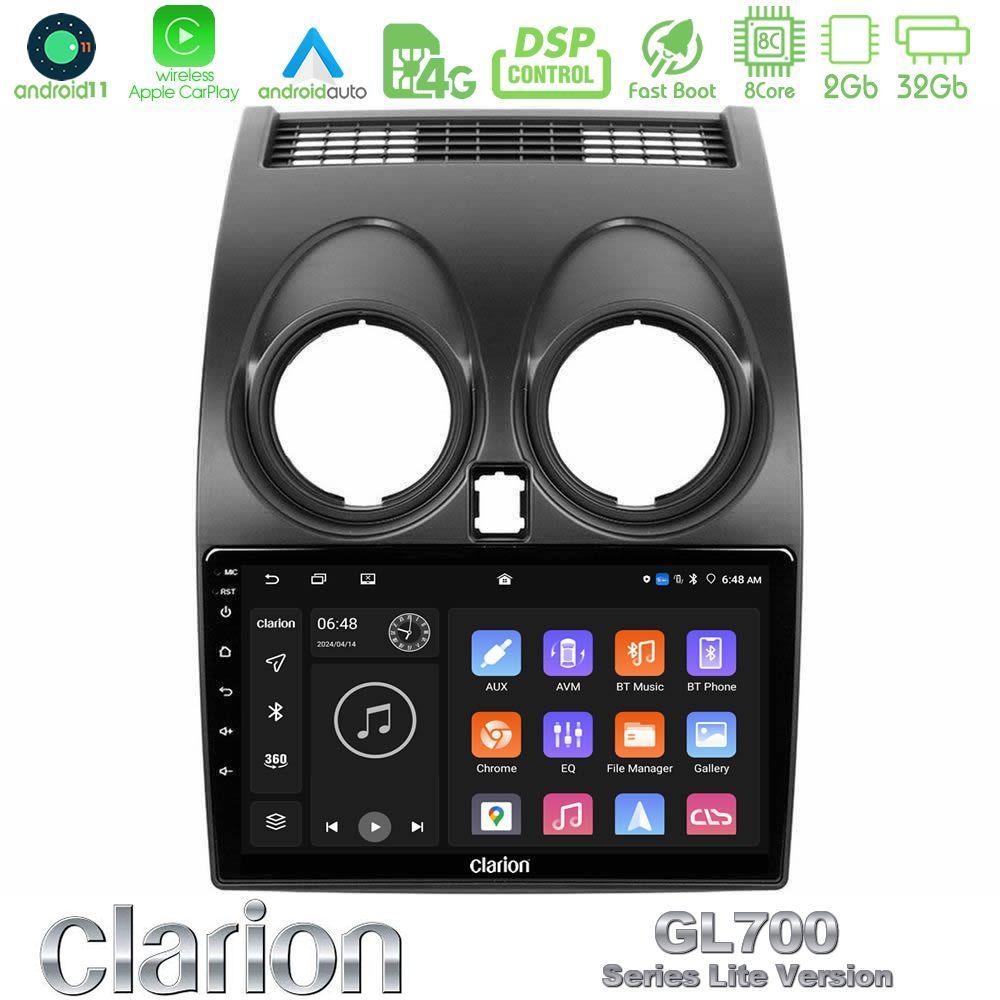 Clarion GL700 Lite Series 8Core Android11 2+32GB Nissan Qashqai J10 Navigation Multimedia Tablet 9" Με Carplay & Android Auto - U-G72L-NS0264