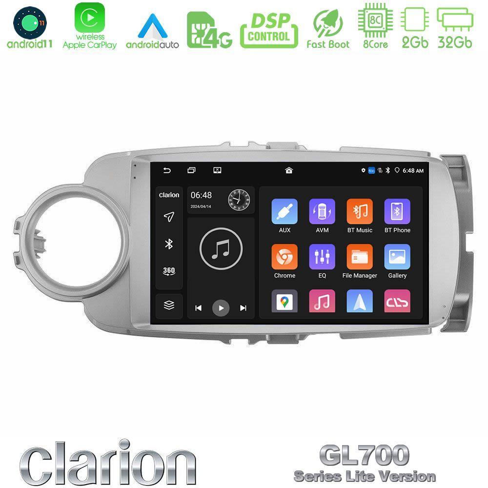 Clarion GL700 Lite Series 8Core Android11 2+32GB Toyota Yaris Navigation Multimedia Tablet 9" (Μαύρο Χρώμα) Με Carplay & Android Auto - U-G72L-TY0635