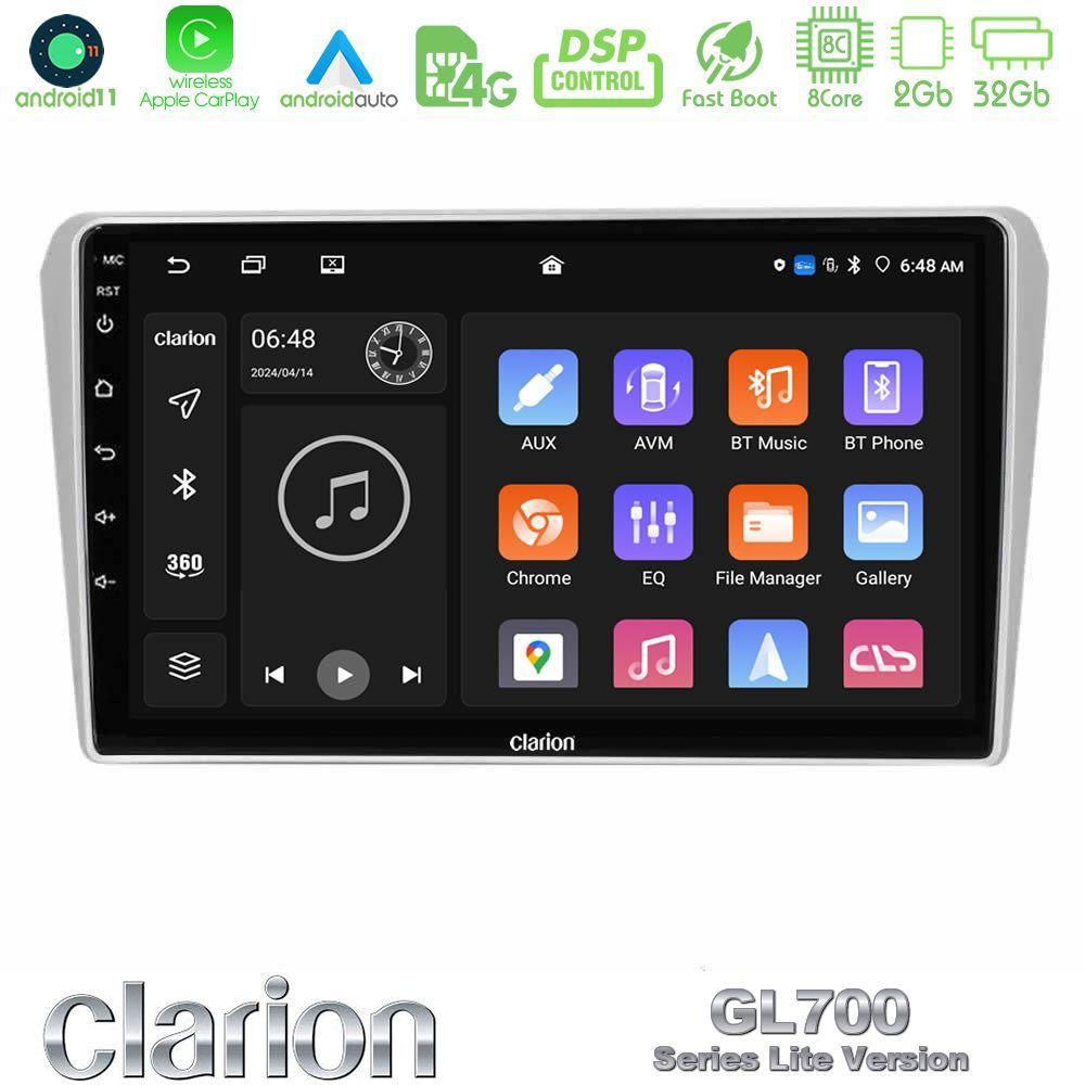 Clarion GL700 Lite Series 8Core Android11 2+32GB Toyota Avensis T25 02/2003–2008 Navigation Multimedia Tablet 9" Με Carplay & Android Auto - U-G72L-TY412N