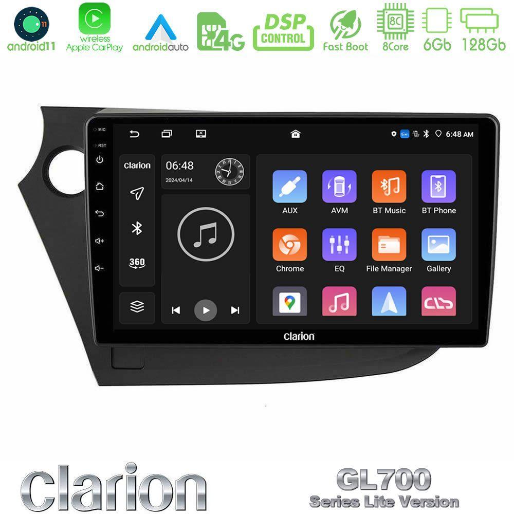 Clarion GL700 Lite Series 8Core Android11 6+128GB Honda Insight 2009-2015 Navigation Multimedia Tablet 9" Με Carplay & Android Auto - U-G76L-HD0821