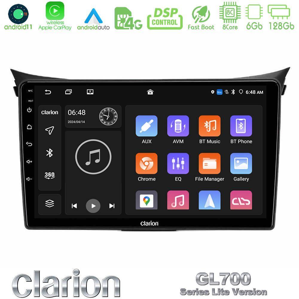 Clarion GL700 Lite Series 8Core Android11 6+128GB Hyundai i30 2012-2017 Navigation Multimedia Tablet 9" Με Carplay & Android Auto - U-G76L-HY0833