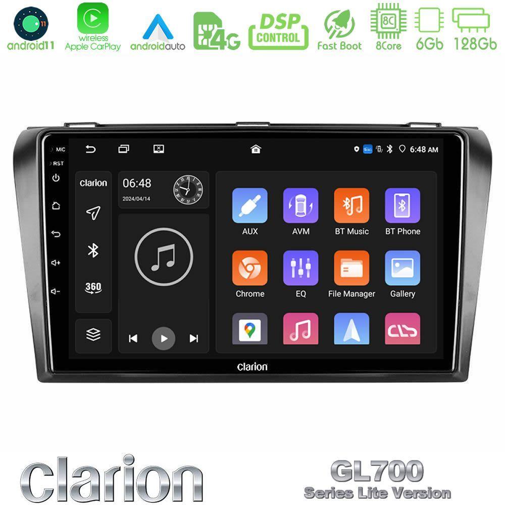Clarion GL700 Lite Series 8Core Android11 6+128GB Mazda 3 2004-2009 Navigation Multimedia Tablet 9" Με Carplay & Android Auto - U-G76L-MZ0245