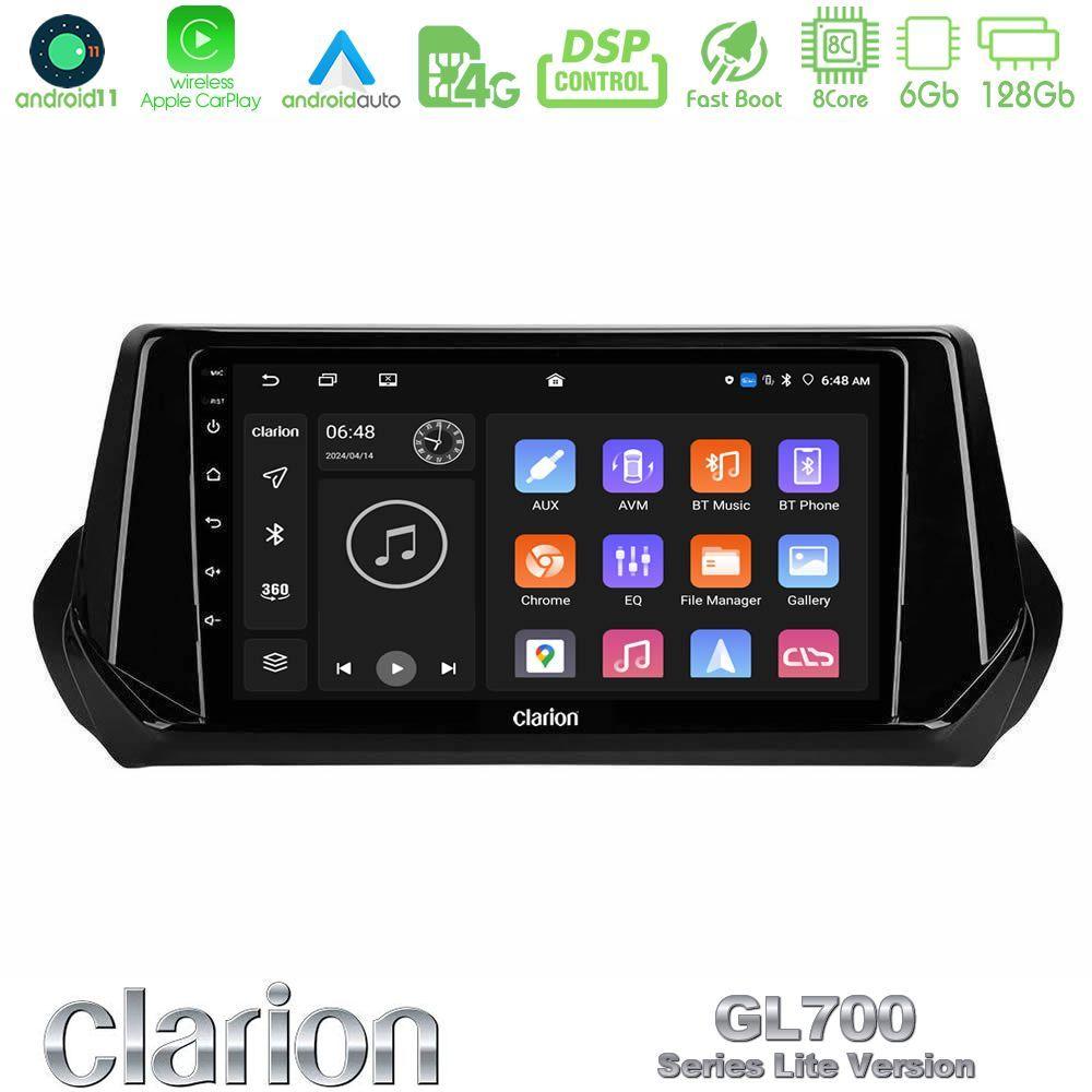 Clarion GL700 Lite Series 8Core Android11 6+128GB Peugeot 208 2019-2023 Navigation Multimedia Tablet 9" Με Carplay & Android Auto - U-G76L-PG1071