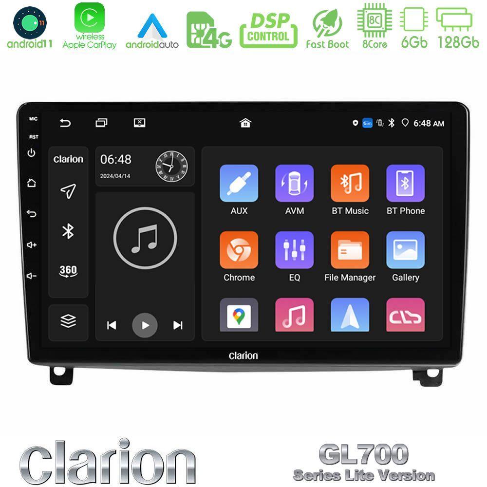 Clarion GL700 Lite Series 8Core Android11 6+128GB Peugeot 407 Navigation Multimedia Tablet 9" Με Carplay & Android Auto - U-G76L-PG1119