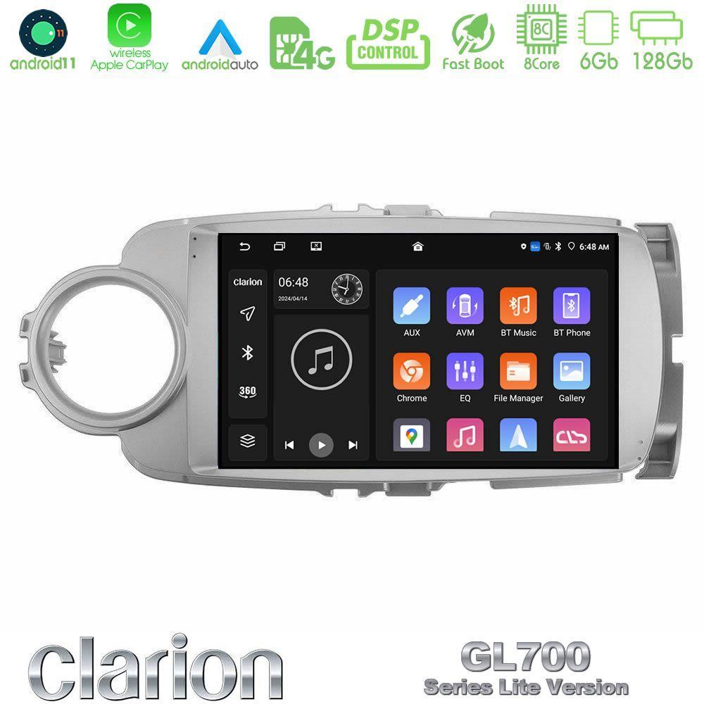 Clarion GL700 Lite Series 8Core Android11 6+128GB Toyota Yaris Navigation Multimedia Tablet 9" Με Carplay & Android Auto - U-G76L-TY1777