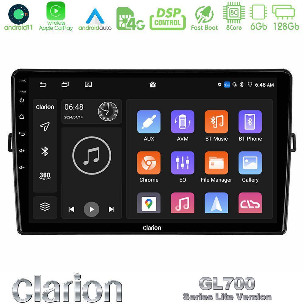 Clarion GL700 Lite Series 8Core Android11 6+128GB Toyota Auris Navigation Multimedia Tablet 10" Με Carplay & Android Auto - U-G76L-TY472