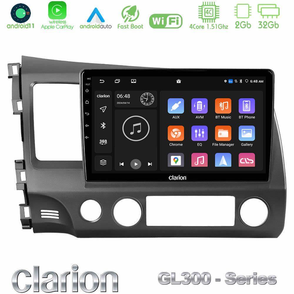 Clarion GL300 Series 4Core Android11 2+32GB Honda Civic 2006-2011 Navigation Multimedia Tablet 10" Με Carplay & Android Auto - U-GL3-HD0242