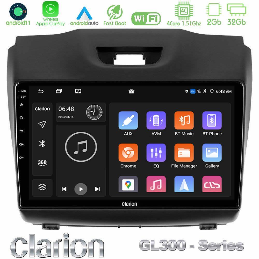Clarion GL300 Series 4Core Android11 2+32GB Isuzu D-MAX 2012-2019 Navigation Multimedia Tablet 9" Με Carplay & Android Auto - U-GL3-IZ588