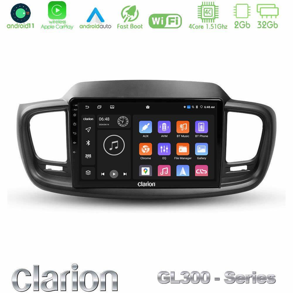Clarion GL300 Series 4Core Android11 2+32GB Kia Sorento 2018-2021 Navigation Multimedia Tablet 9" Με Carplay & Android Auto - U-GL3-KI0248